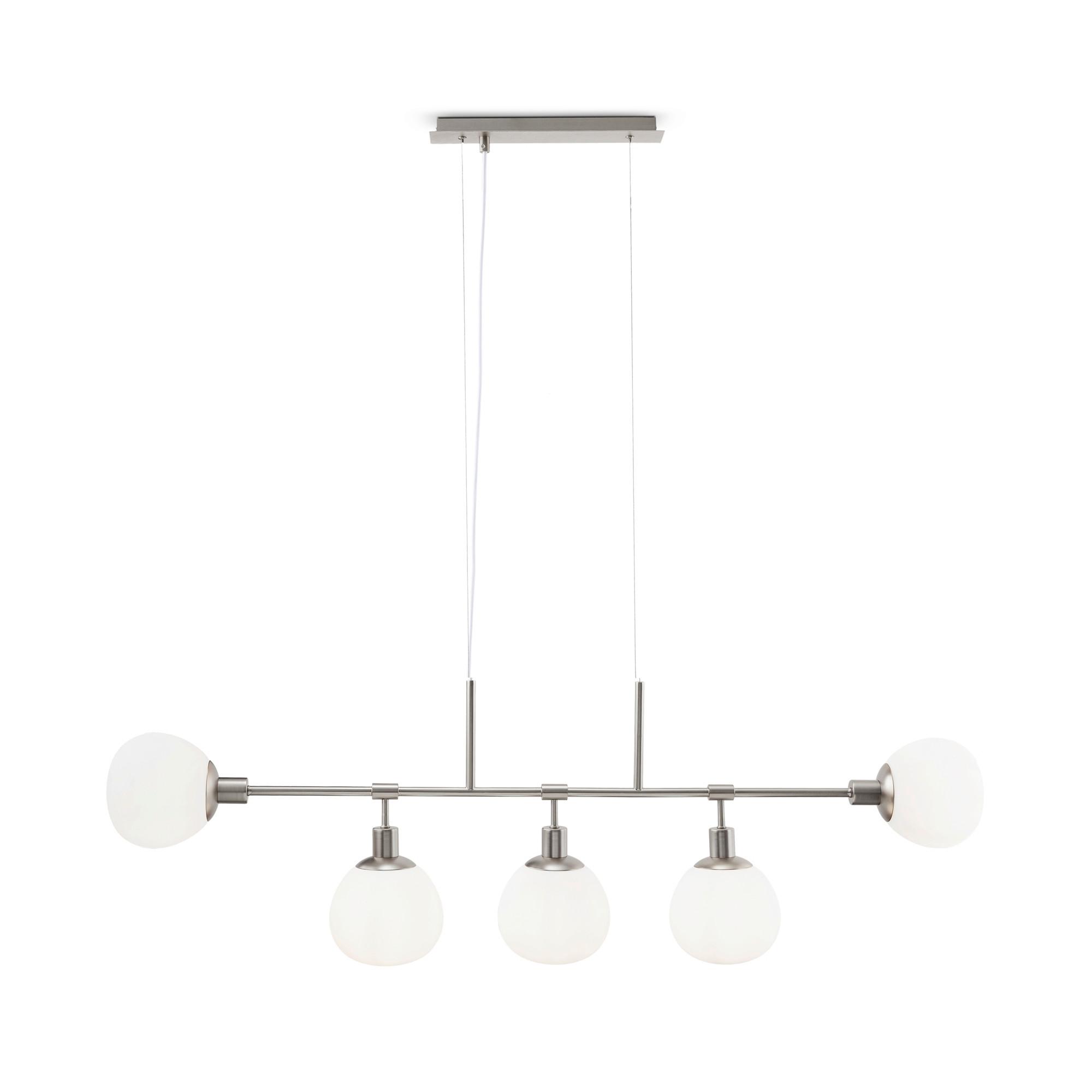 Pendelleuchte Erich - Weiss/Nickelfarben, Trend, Glas/Metall (120/15/37.3cm) - MAYTONI