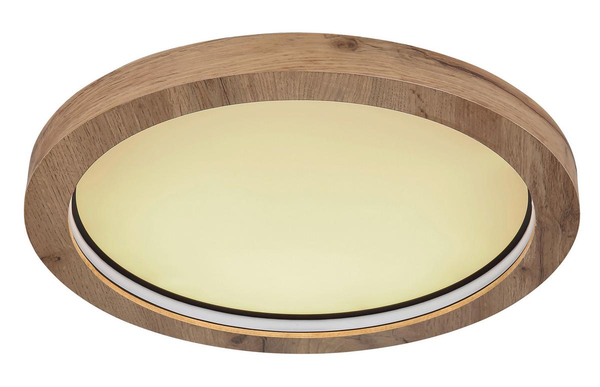 LED-DECKENLEUCHTE 41374-24R - Dunkelbraun/Opal, Natur, Holzwerkstoff/Kunststoff (40/6,5cm) - Globo