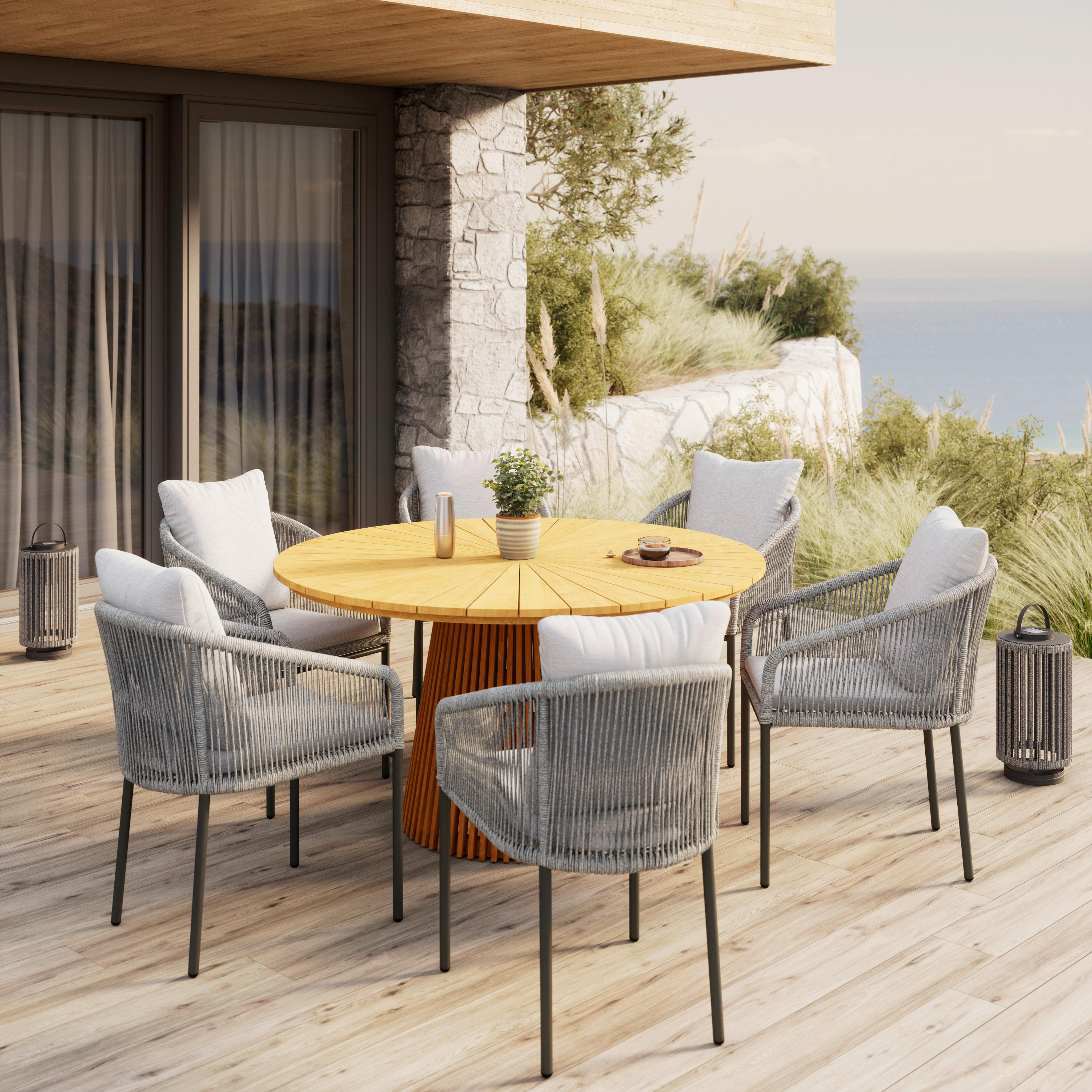 Gartentisch Sanja Massiv Teak ca. Ø 140x76 cm - Teakfarben, MODERN, Holz (140/76cm) - Bessagi Garden