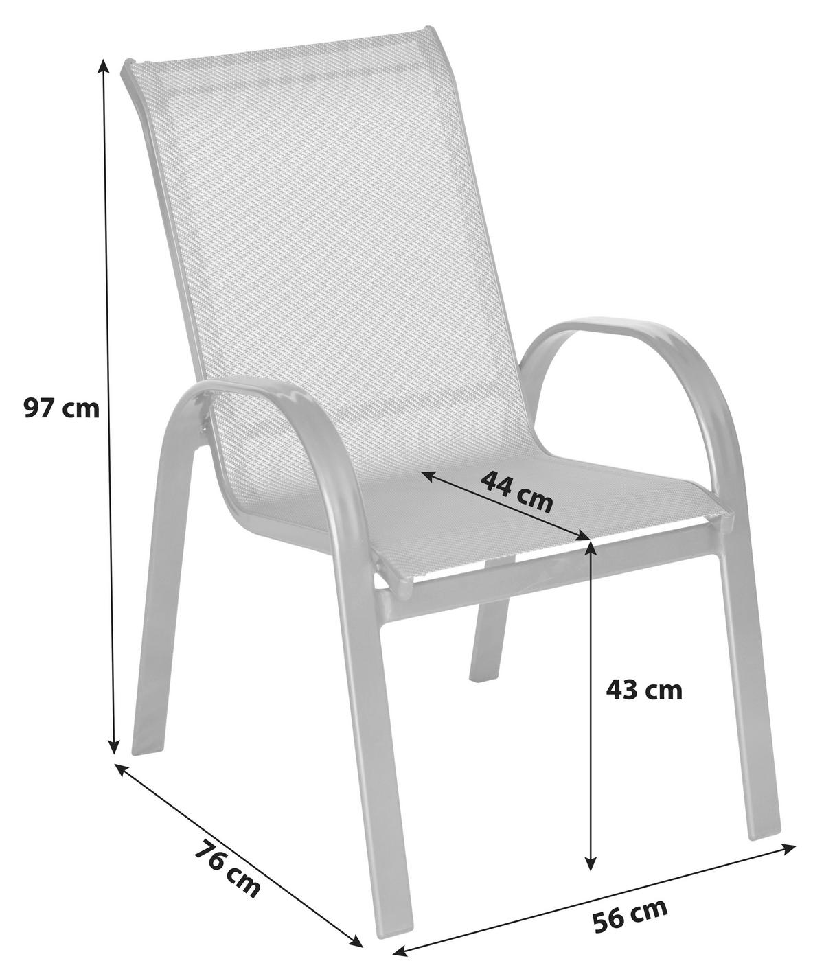 Vrtni Stol Amalfi, 2 Kos, Siva - siva/barve grafita, Konvencionalno, kovina/tekstil (56/97/76cm) - Gardenson