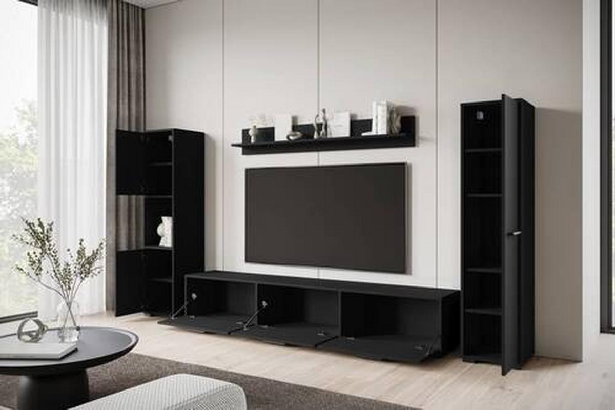WOHNWAND BOGOTA XL SCHWARZ - Schwarz, Basics, Holzwerkstoff/Kunststoff (240/130/31cm) - MID.YOU