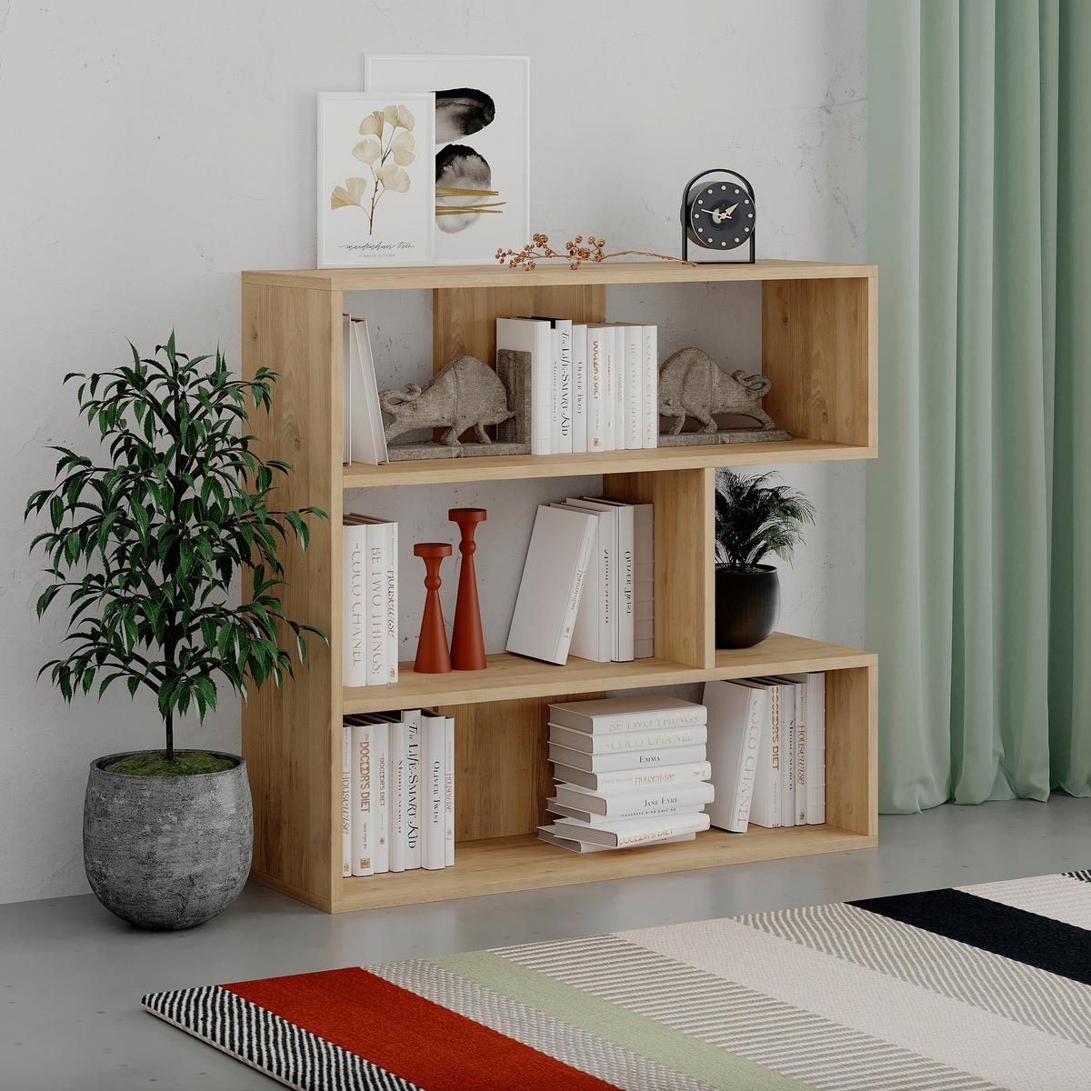 Bücherregal Molly ca. 94x89x30 cm Eichefarben - Eichefarben, Design, Holzwerkstoff (94/89/30cm) - Livetastic