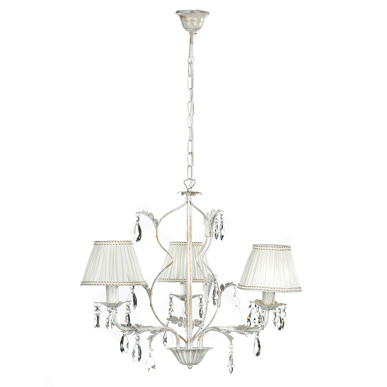 Kristall-Hängeleuchte Karen Weiß max. 6 Watt - Weiß, Natur, Glas/Textil (60/105cm)