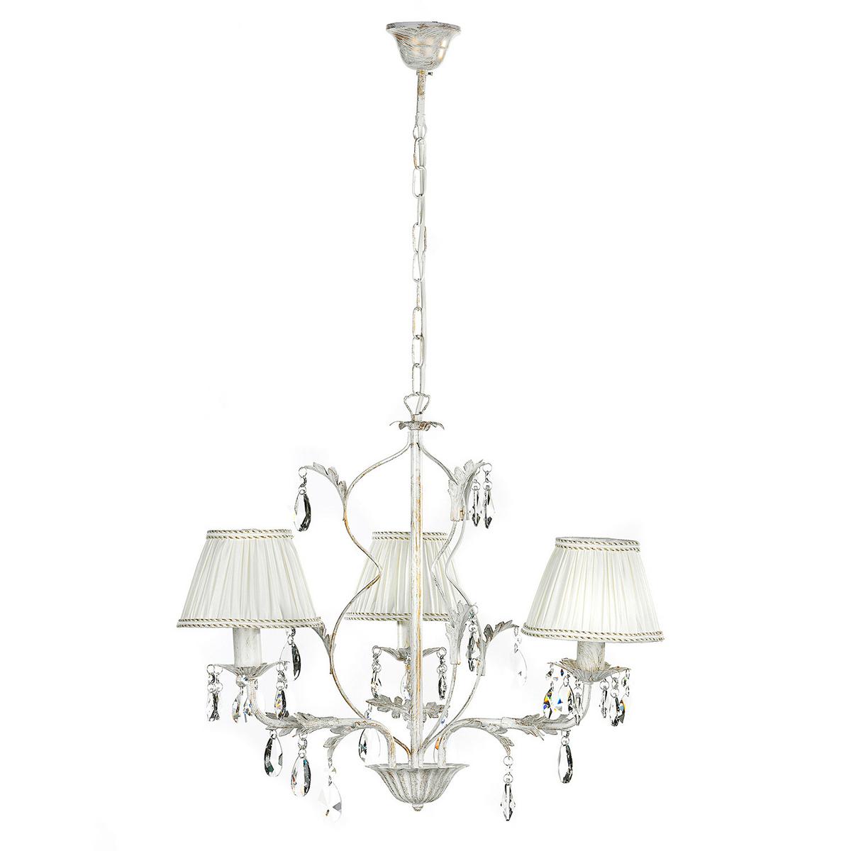 Kristall-Hängeleuchte Karen Weiß max. 6 Watt - Weiß, Natur, Glas/Textil (60/105cm)