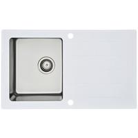 Spüle Weiß Glas/Edelstahl B: ca. 86 cm - Weiß, Trend, Glas/Metall (86/21/50cm) - Respekta