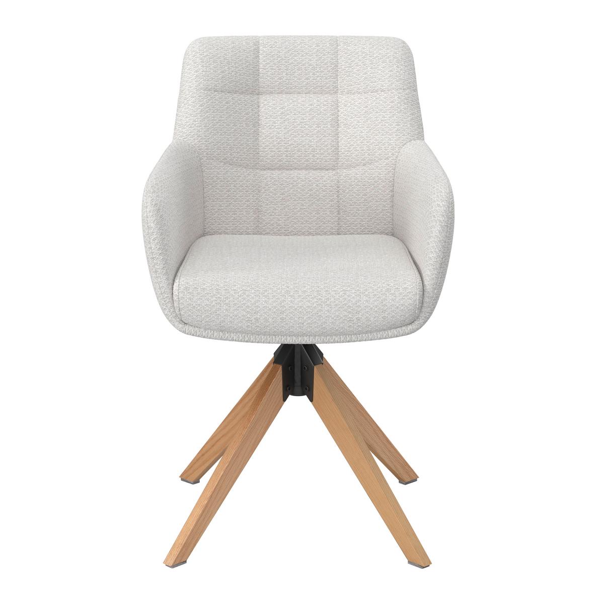 Armlehnstuhl Mailo Hellgrau Webstoff Drehbar Gepolstert - Hellgrau/Naturfarben, MODERN, Holz/Textil (56/92/62cm) - Bessagi Home