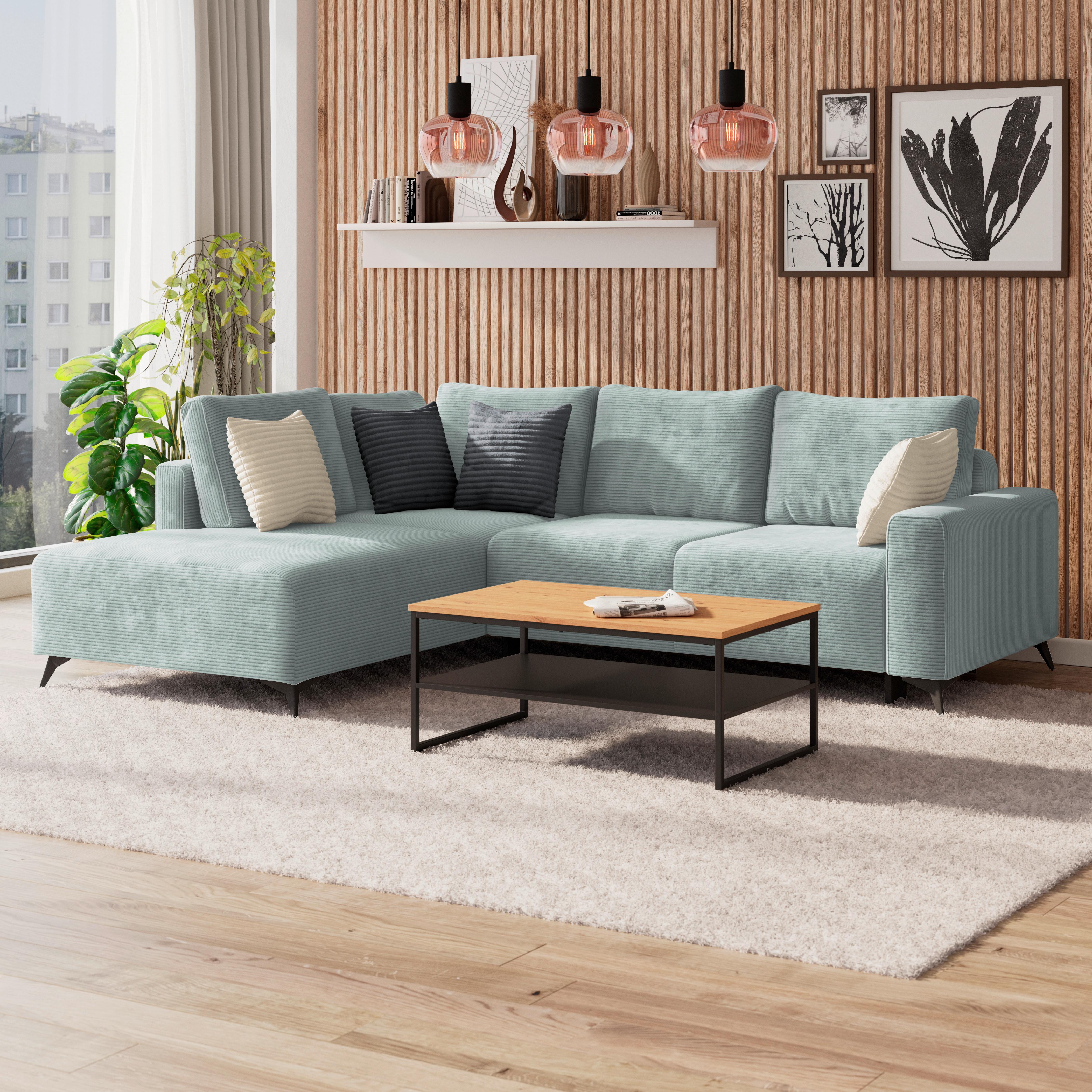 Kutna Garnitura Viktor - boje mente/crna, Moderno, tekstil/metal (212/270cm)