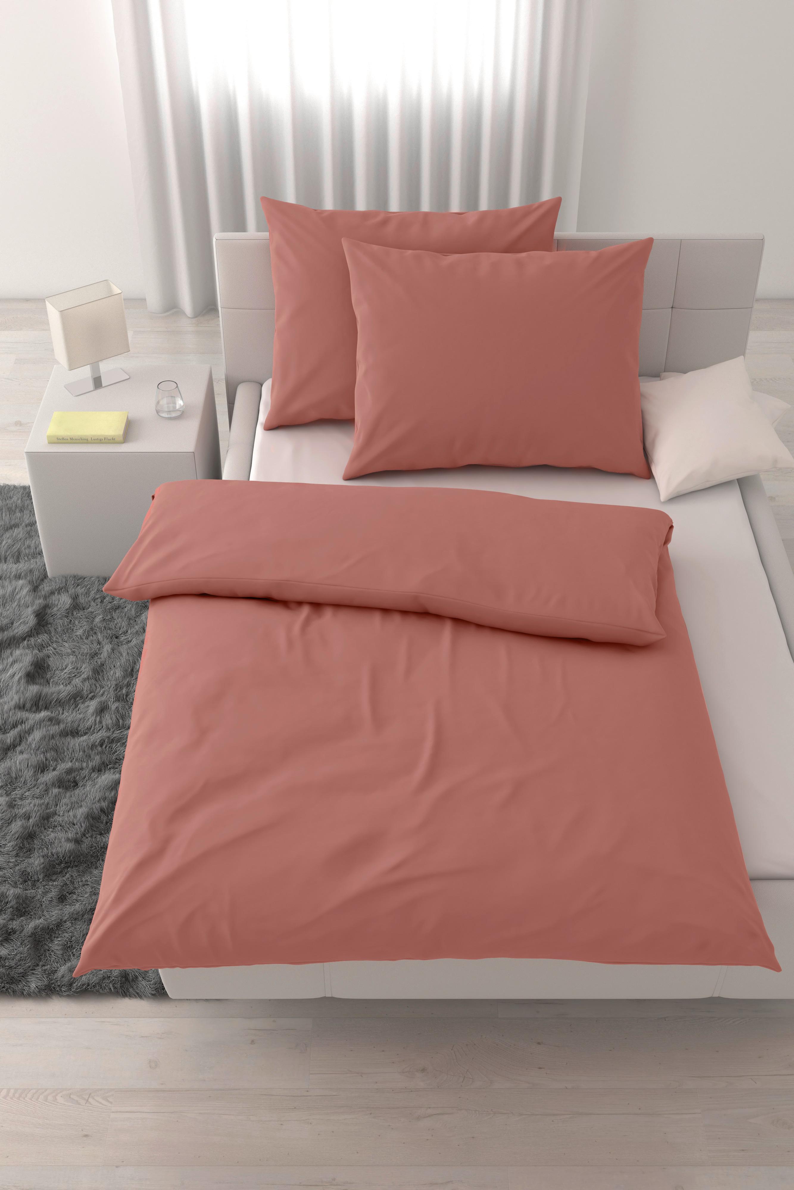 Lenjerie de pat Stone Washed Uni ca. 2x50x70/200x220 cm - roz închis, textil (200/220cm) - Modern Living