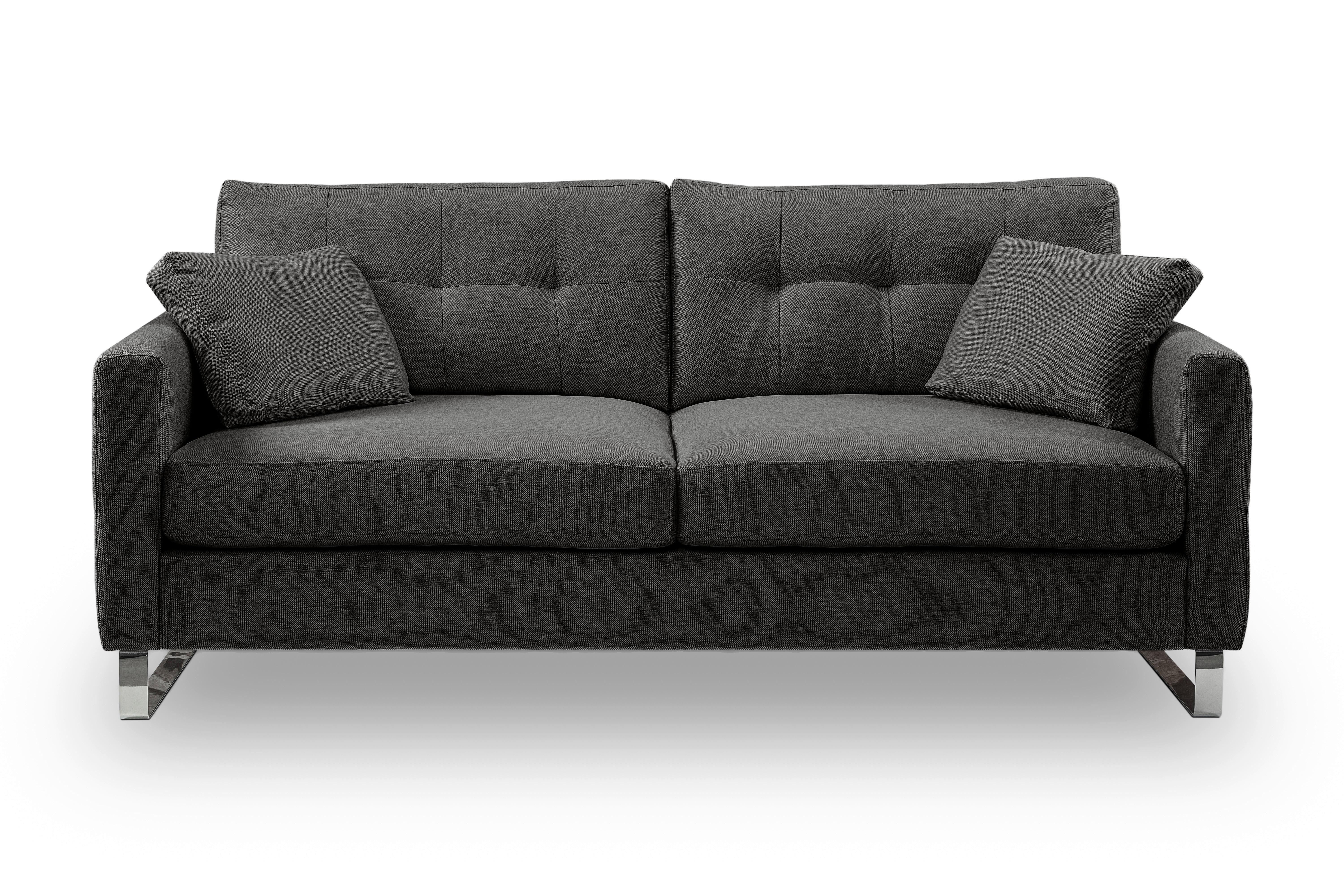 2,5-Sitzer-Sofa Hera Grau - Chromfarben/Grau, Basics, Holz/Textil (203/92/94cm) - MID.YOU