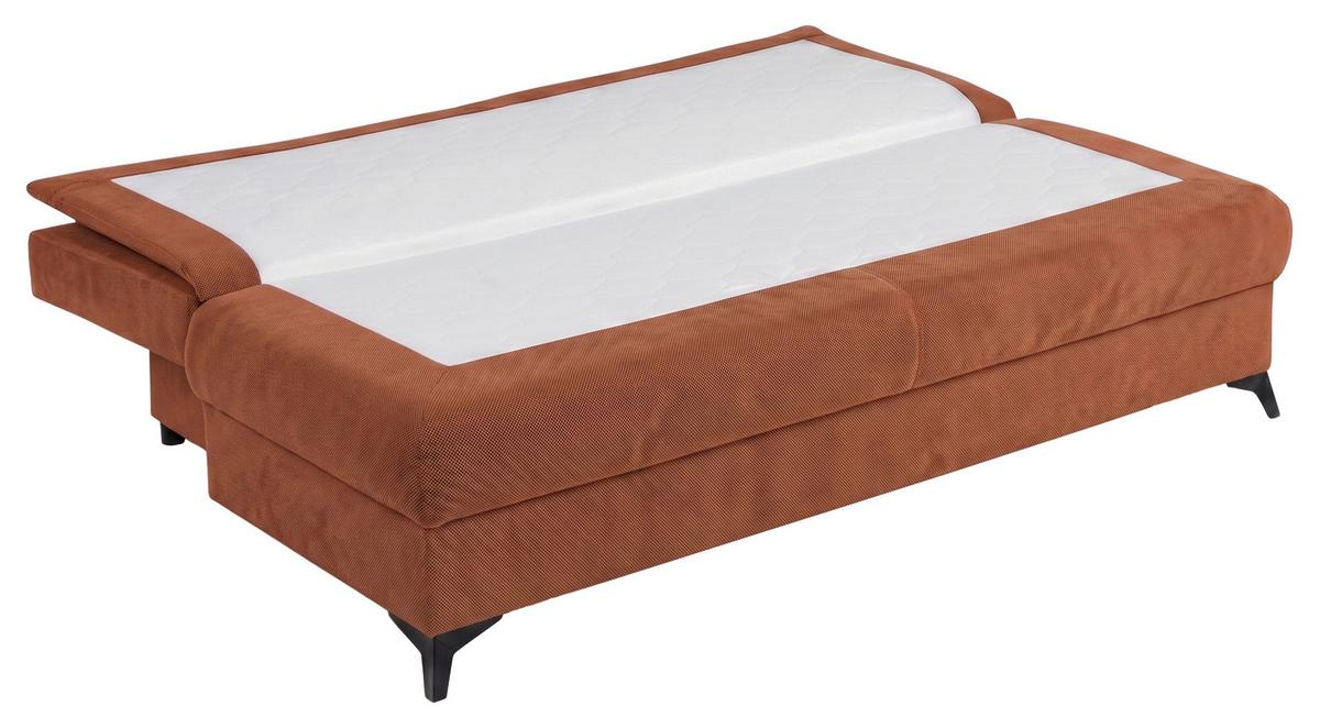 Schlafsofa Ken Orange/Rostfarben - Rostfarben/Schwarz, KONVENTIONELL, Holzwerkstoff/Kunststoff (209/90/105cm) - Based