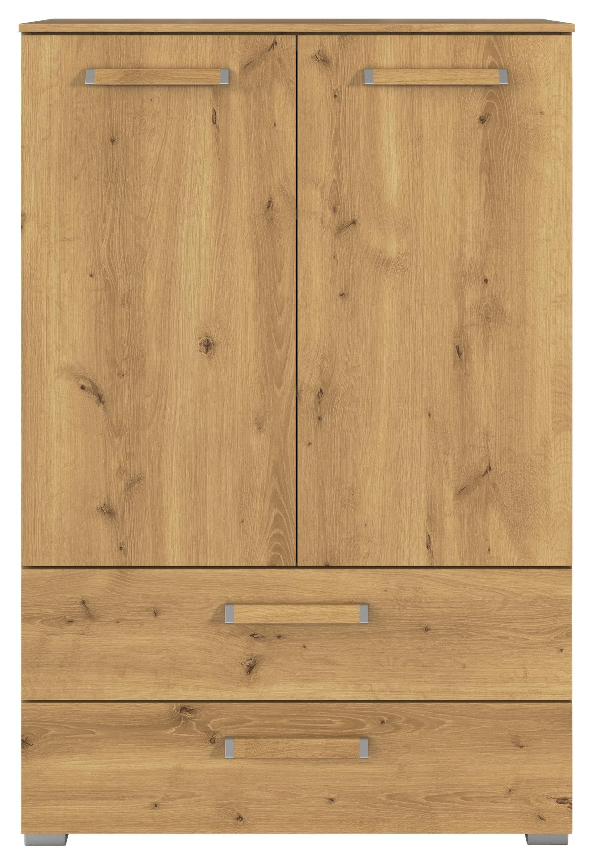 Visoka Komoda Evelyn, Barva Hrasta - srebrne barve/barve hrasta, Design, umetna masa/leseni material (80/119/42cm) - Novel
