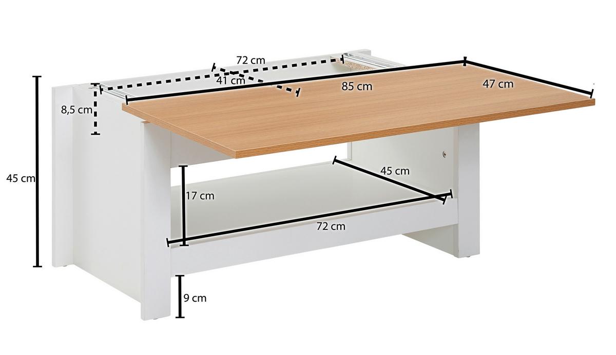 Klubska Miza Wl6.382 - barve hrasta/bela, Moderno, leseni material (85/47/45cm) - MID.YOU