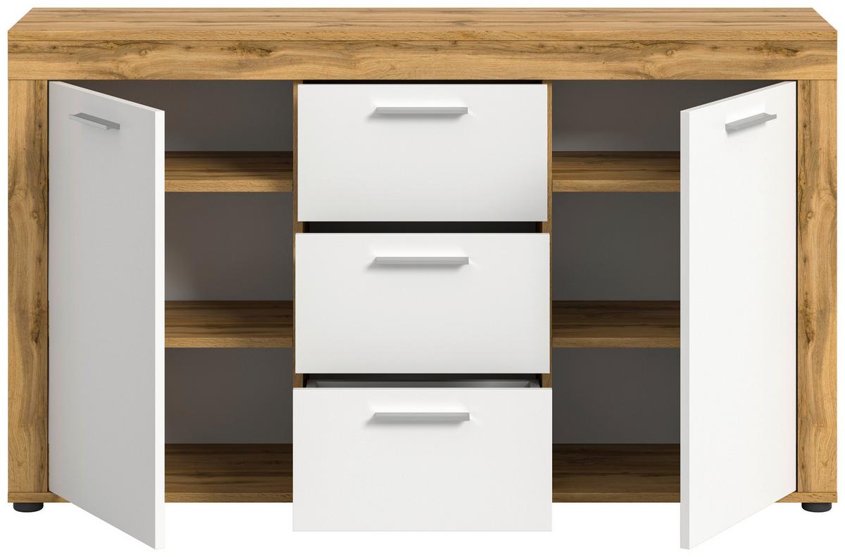 Comodă cu uși JAM - stejar Wotan, Design, material pe bază de lemn (125/80/35cm) - Modern Living