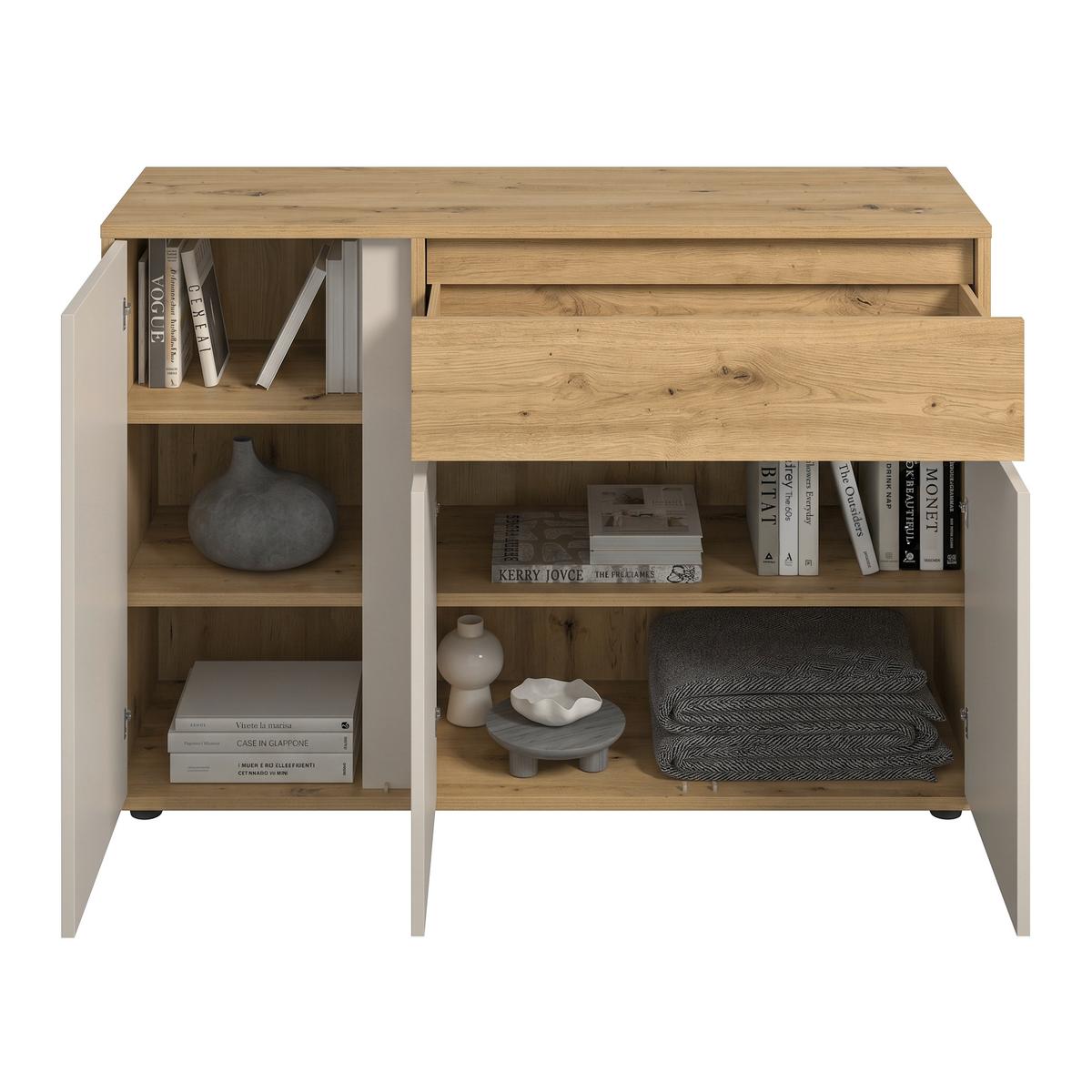 Comodă cu uși CANEVA - cașmir/stejar Artisan, Modern, material pe bază de lemn (128/86/40,3cm) - Modern Living