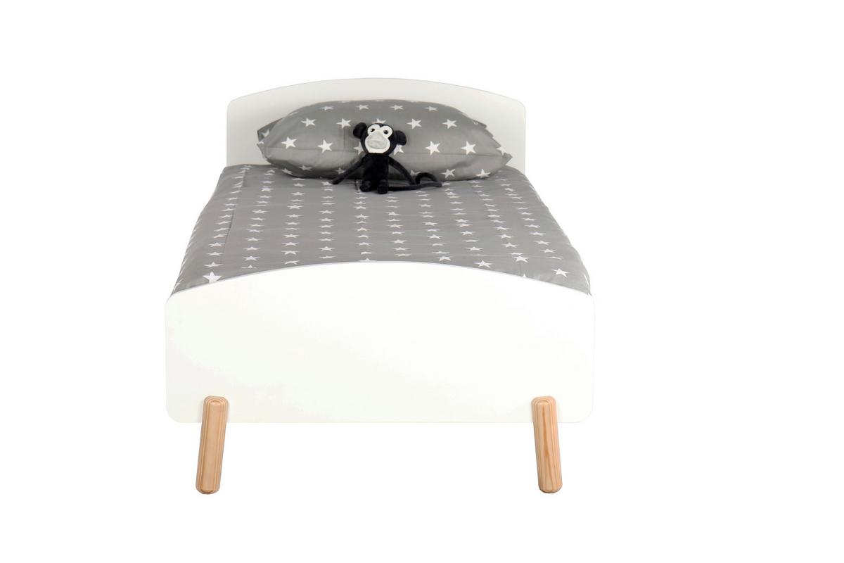 Bett ca. 90x200 cm Weiß/Naturfarben - Naturfarben/Weiß, Design, Holz/Holzwerkstoff (90/200cm) - Livetastic