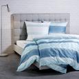 Bettwäsche Ibena Baumwollsatin - Türkis/Weiß, MODERN, Textil (135x200/80x80cm) - IBENA