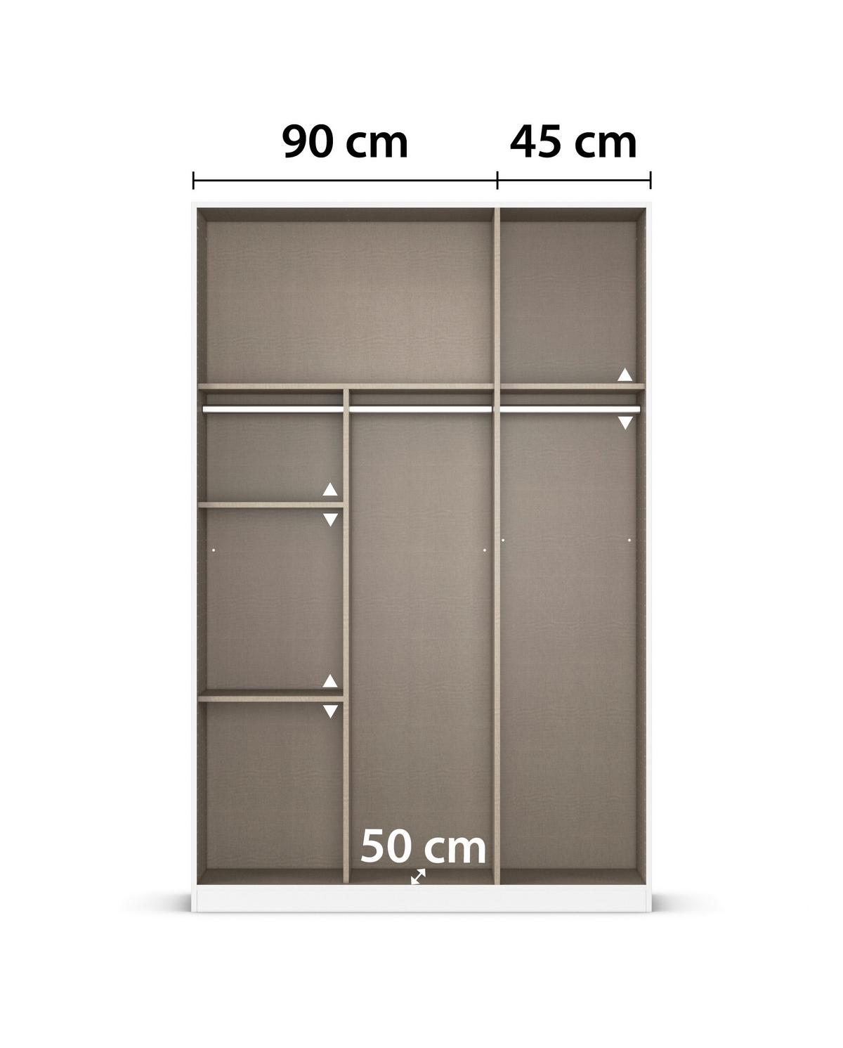 DULAP REFLECT - argintiu/alb, Modern, material pe bază de lemn (136/210/54cm)