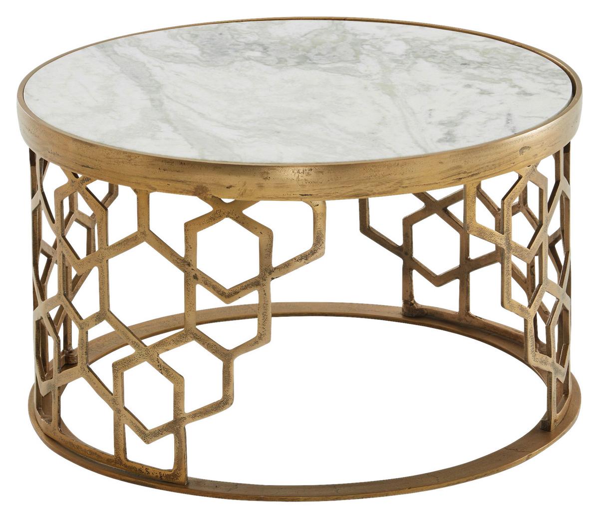 Dohányzóasztal Mid.you - aranyszínű, Design, kő/fém (60/60/36cm) - MID.YOU