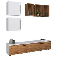 Dnevni Regal Arila, Barva Hrasta, Bela, 6-Delno - črna/bela, Moderno, umetna masa/leseni material (190/200/40cm) - MID.YOU