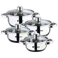 Kochtopfset Viena Silberfarben, 8-teilig - Transparent/Silberfarben, KONVENTIONELL, Glas/Metall (42.2/24.2/15.7cm) - BERGNER