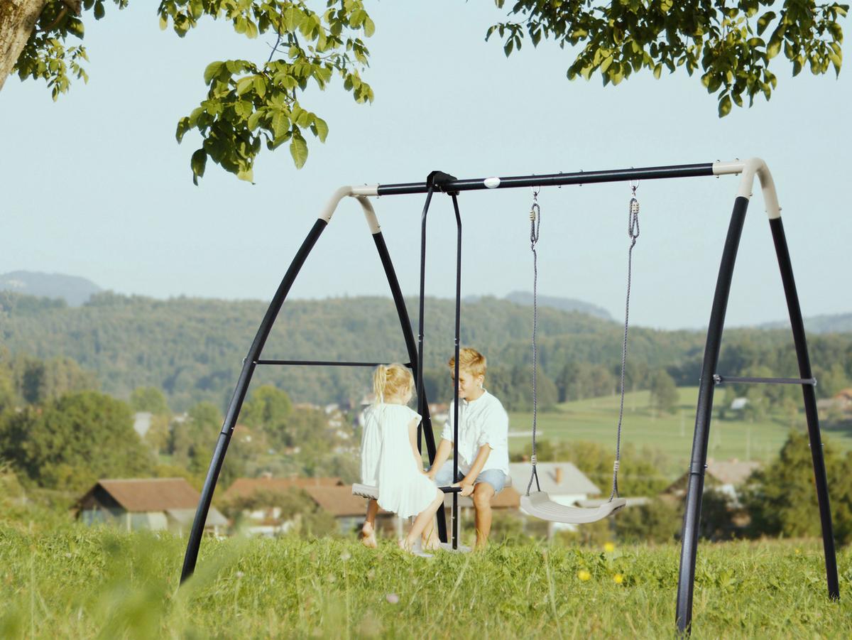 Schaukel Anthrazit/Creme - Anthrazit/Creme, KONVENTIONELL, Kunststoff/Metall (210/220/238cm) - Ambia Garden