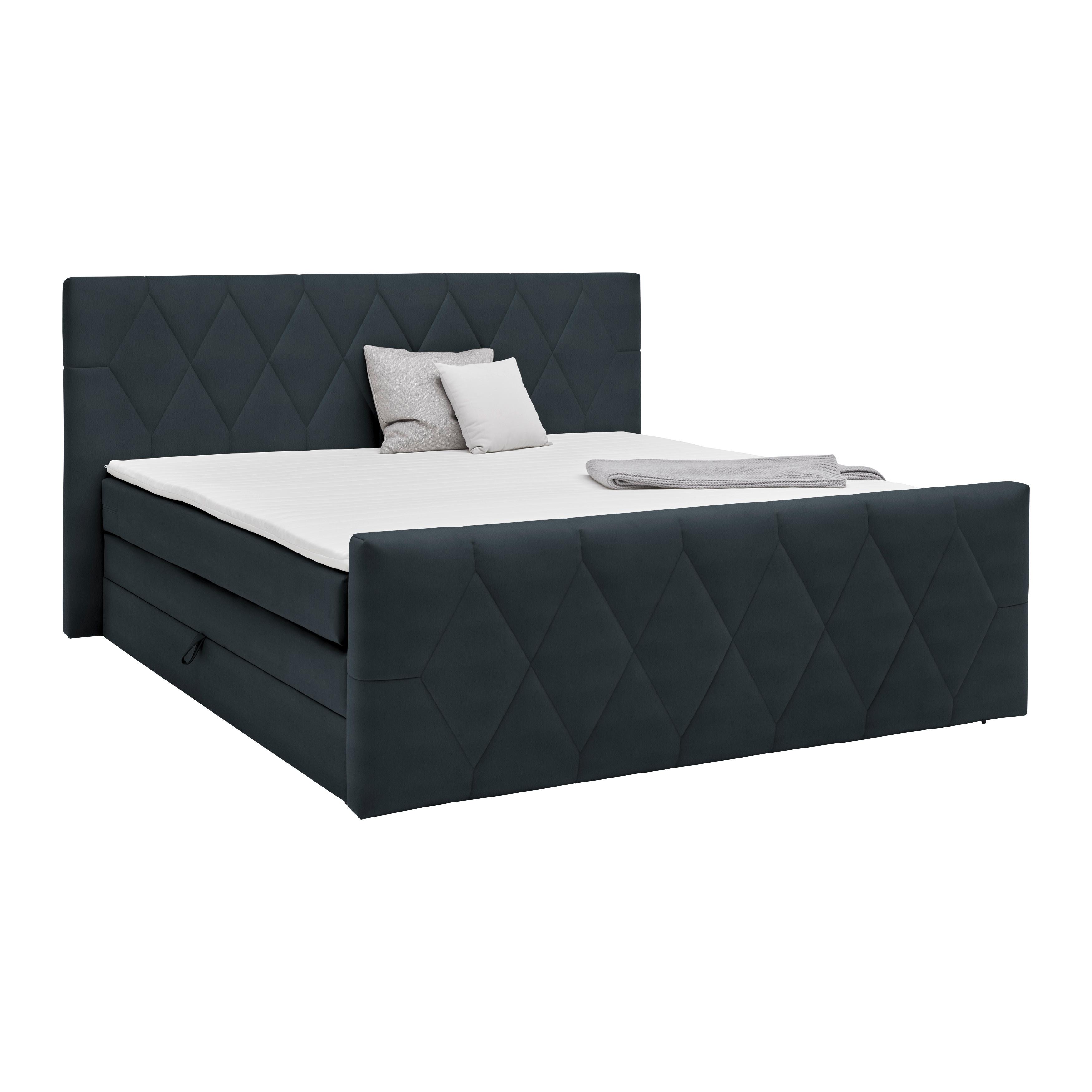 Boxspringbett Josie B Graphitfarben ca. 180x200cm - Graphitfarben/Schwarz, KONVENTIONELL, Holz/Holzwerkstoff (180/200cm) - Mömax