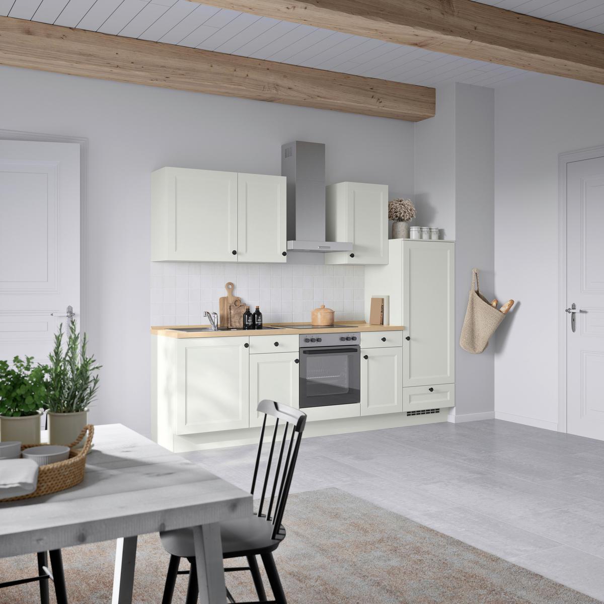 Küchenblock Cascada Low m. Geräten Weiß - Eichefarben/Schwarz, MODERN, Holzwerkstoff/Metall (270cm) - Nobilia