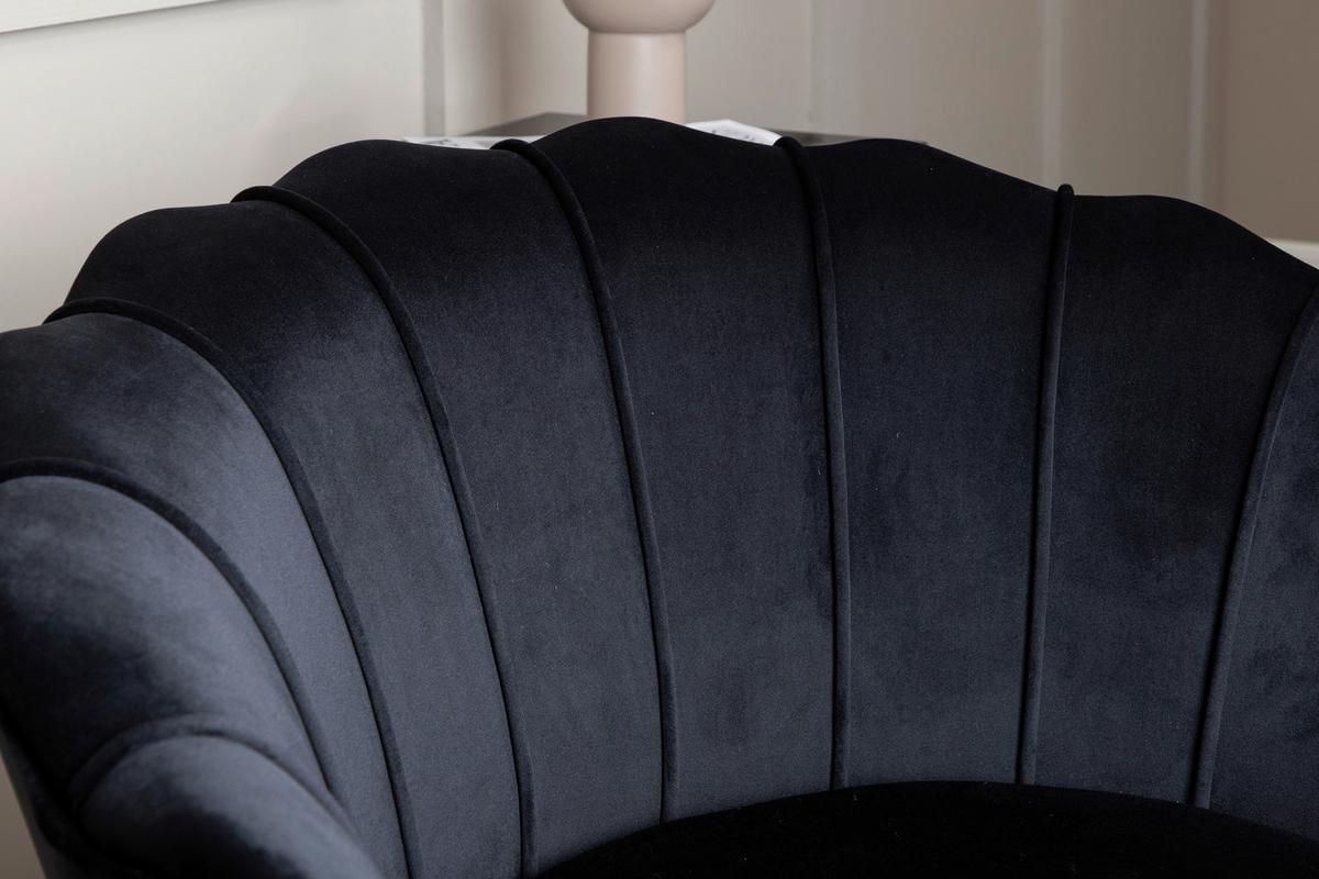 Sessel Calais ca. 83x76 cm Schwarz Samt - Schwarz, Design, Textil/Metall (83/76/77cm) - Livetastic