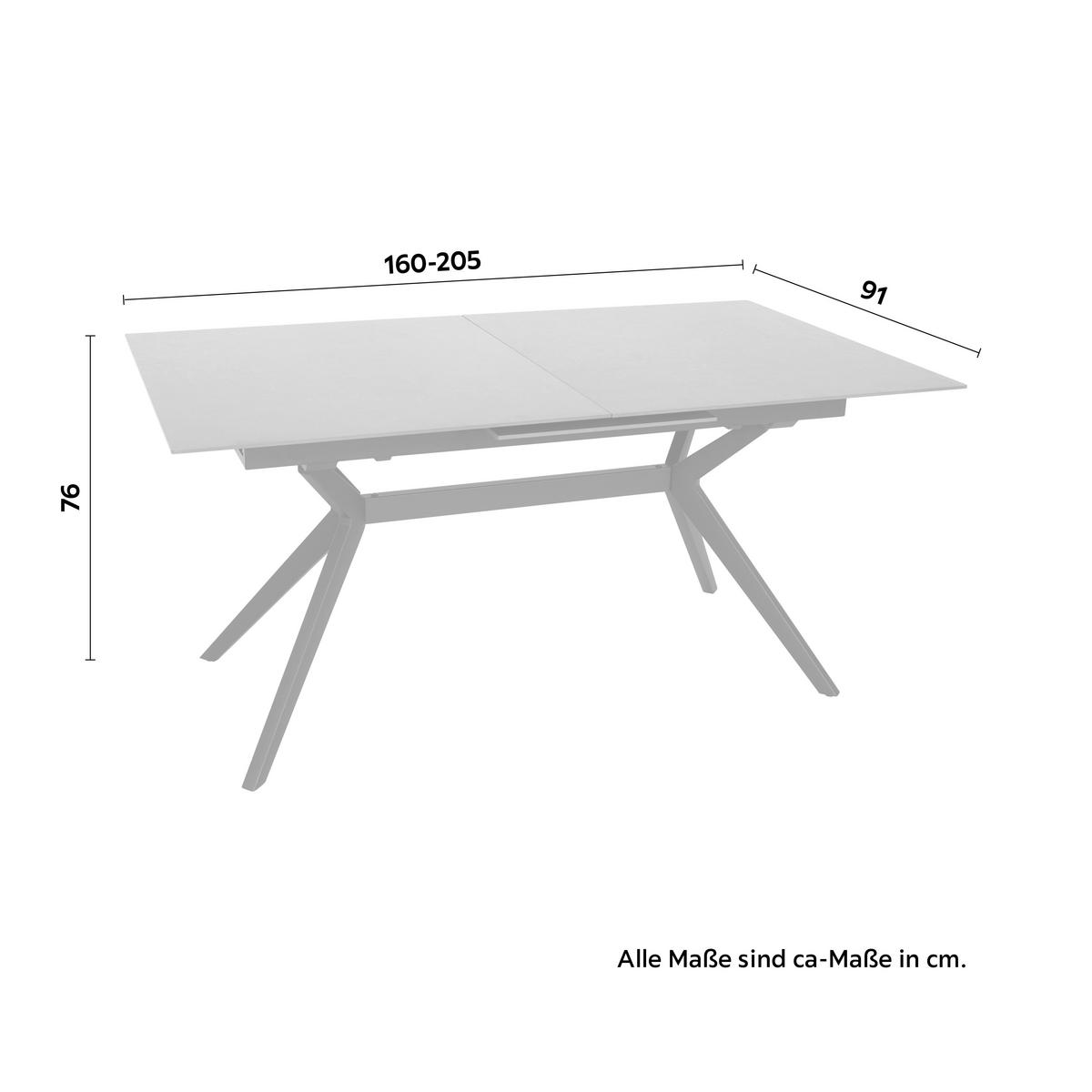 table à rallonge in Anthrazit/Schwarz - noir/anthracite, Modern, céramique/métal (160-205/91/76cm) - Mömax