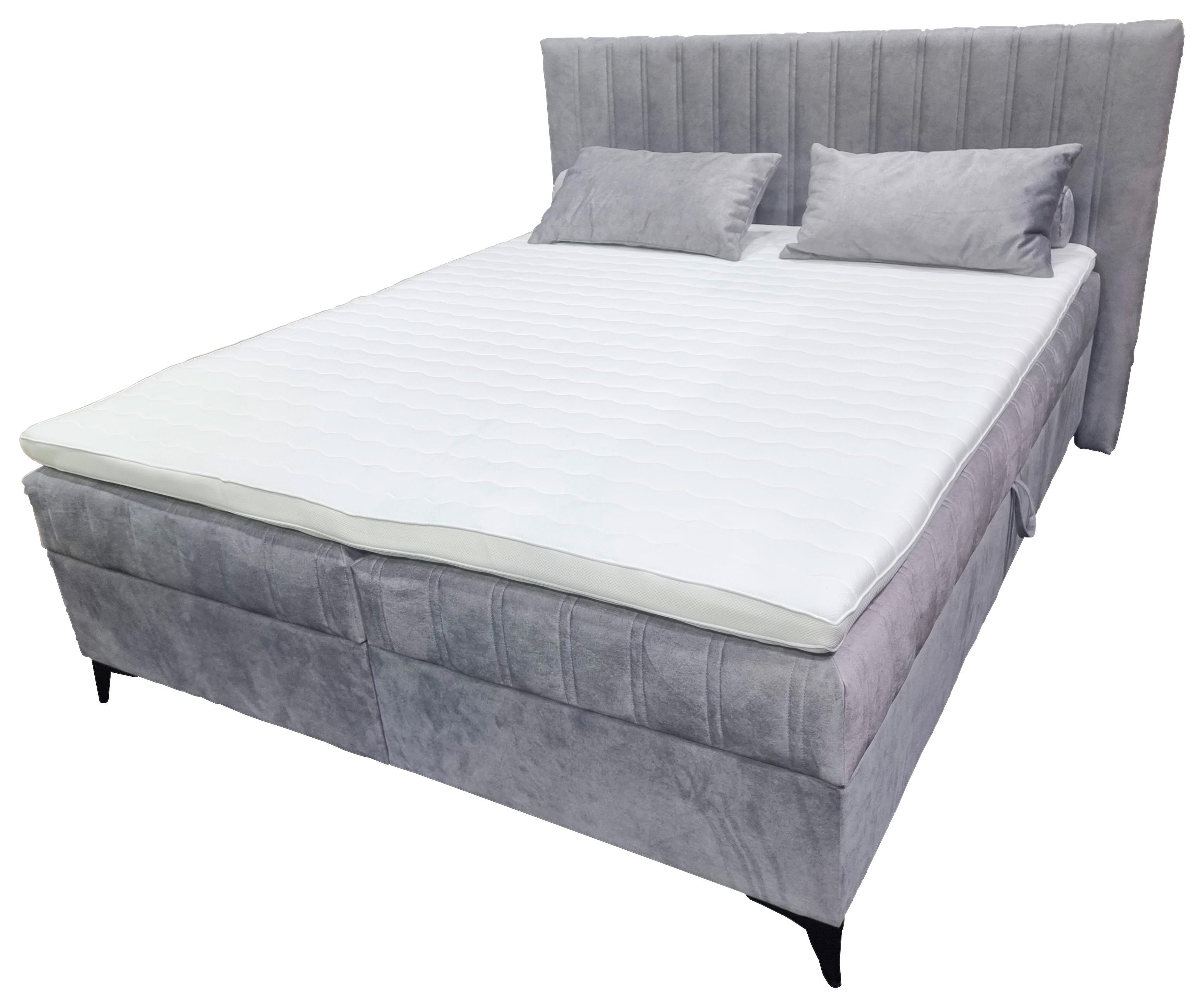 Boxspring Ágy Rapid 160 - szürke, Modern, faalapú anyag/textil (160/200cm)