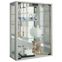 Viseča Vitrina Udina, Srebrna, Z Ogledalom, Led - srebrne barve/črna, Moderno, umetna masa/steklo (60/80/25cm) - MID.YOU