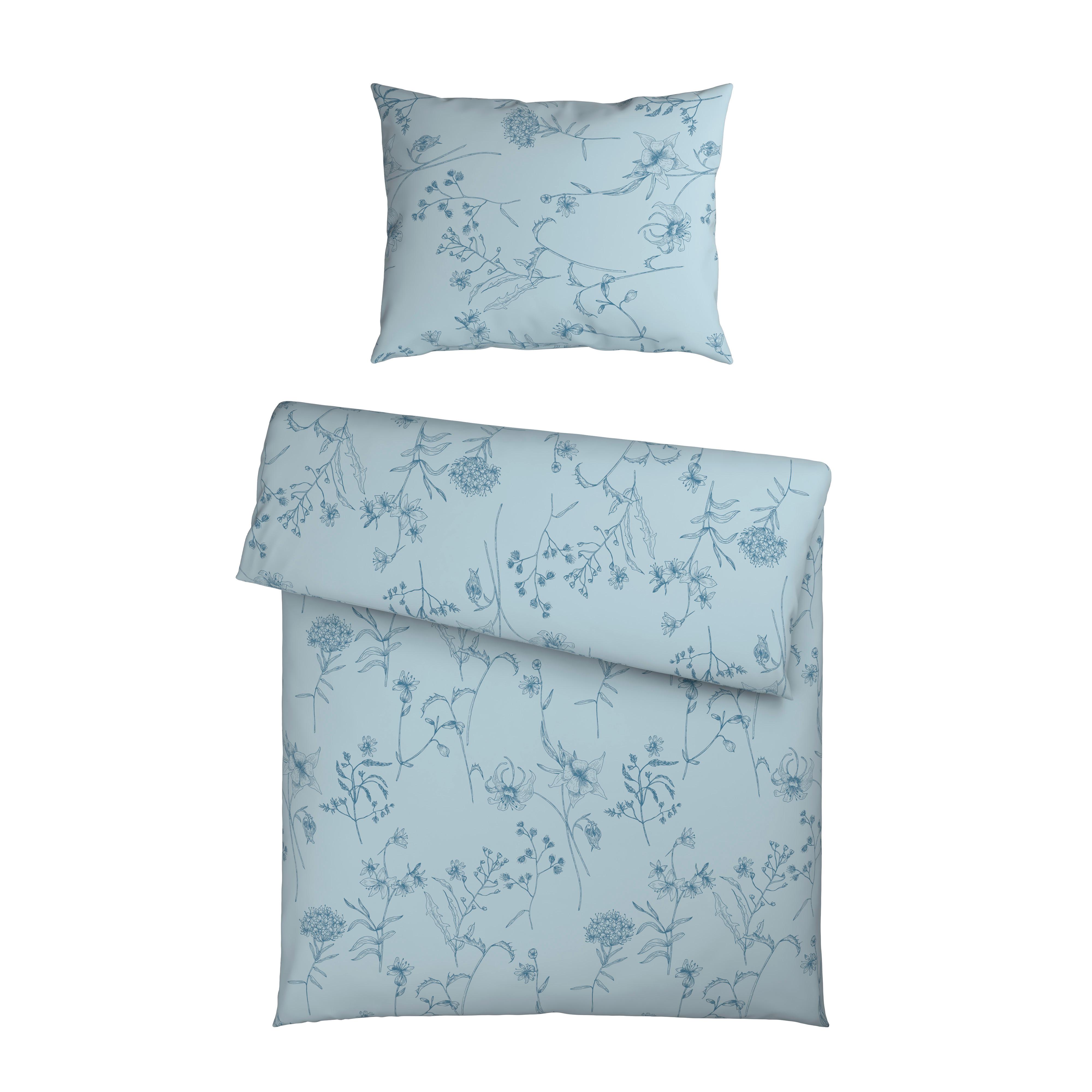 Bettwäsche Nature Romy Blau/Hellblau ca. 140x200cm - Blau/Hellblau, Textil (140/200cm) - Mömax