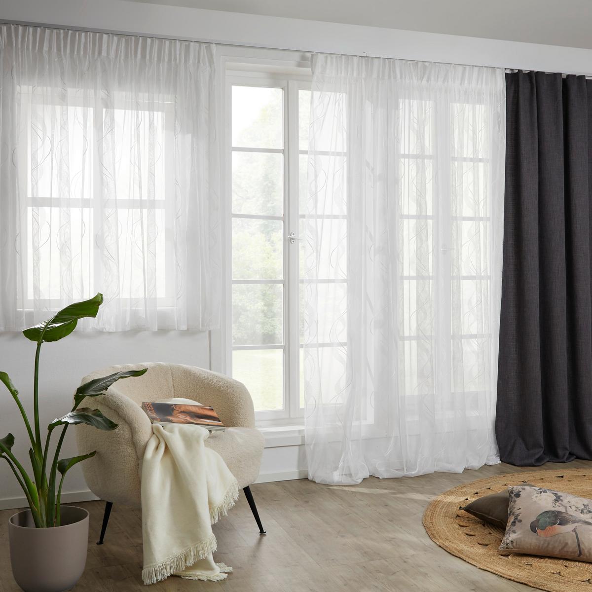Končana Zavesa Wave - bela, tekstil (300/145cm) - Modern Living
