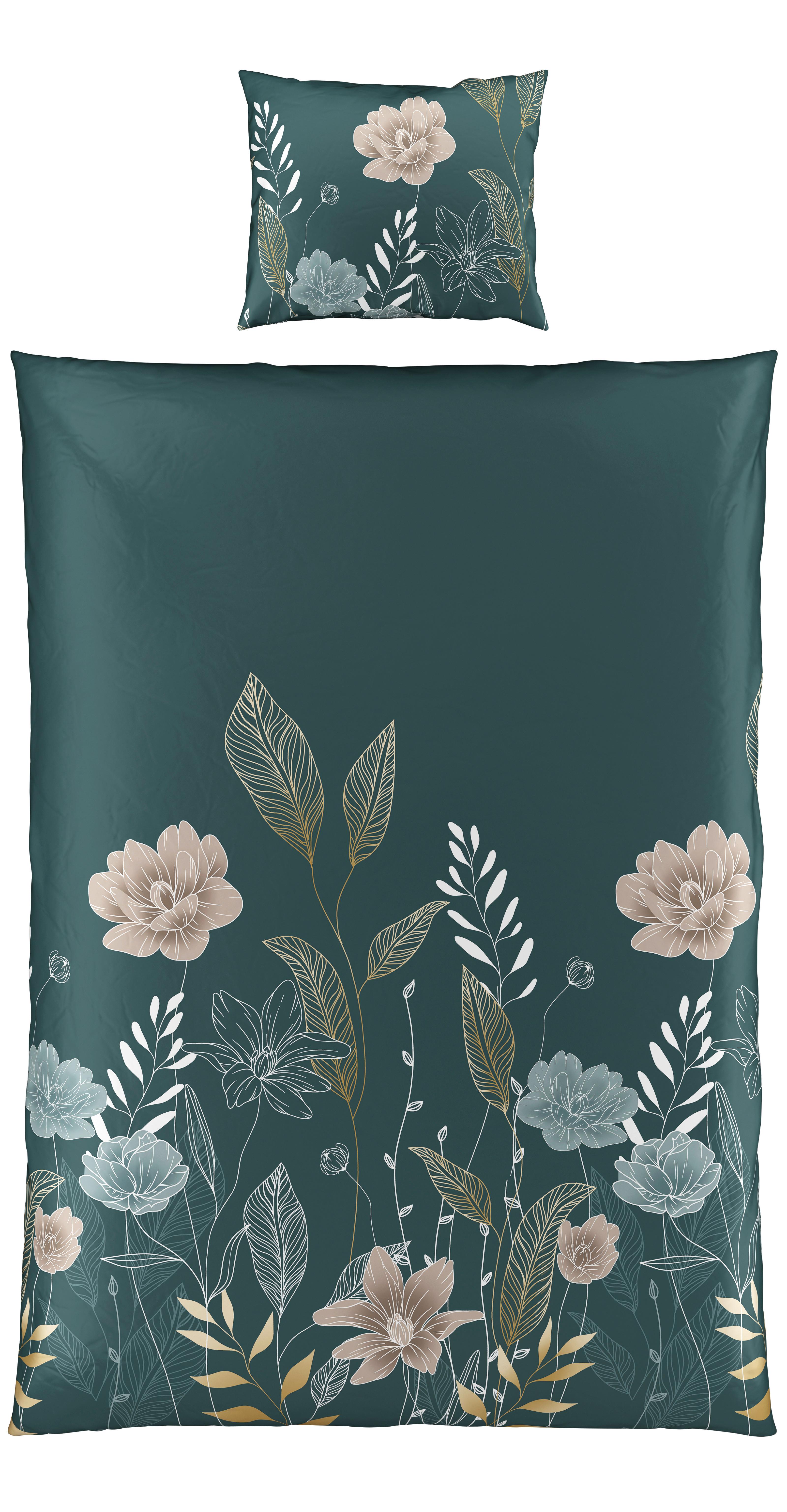 BETTWÄSCHESET NALA - Grün, Romantik / Landhaus, Textil (160/210cm) - Modern Living