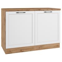 Spülenunterschrank Meran ca. 120x86x60 cm Weiß/Eiche - Eiche Wotan/Schwarz, LIFESTYLE, Holzwerkstoff/Metall (120/86/60cm) - Held