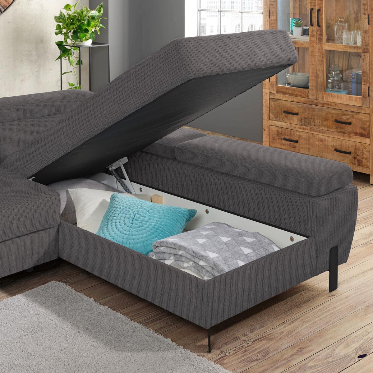 Coltar MOLINA MINI - gri închis, Modern, lemn/textil (277/90/189cm) - Mömax