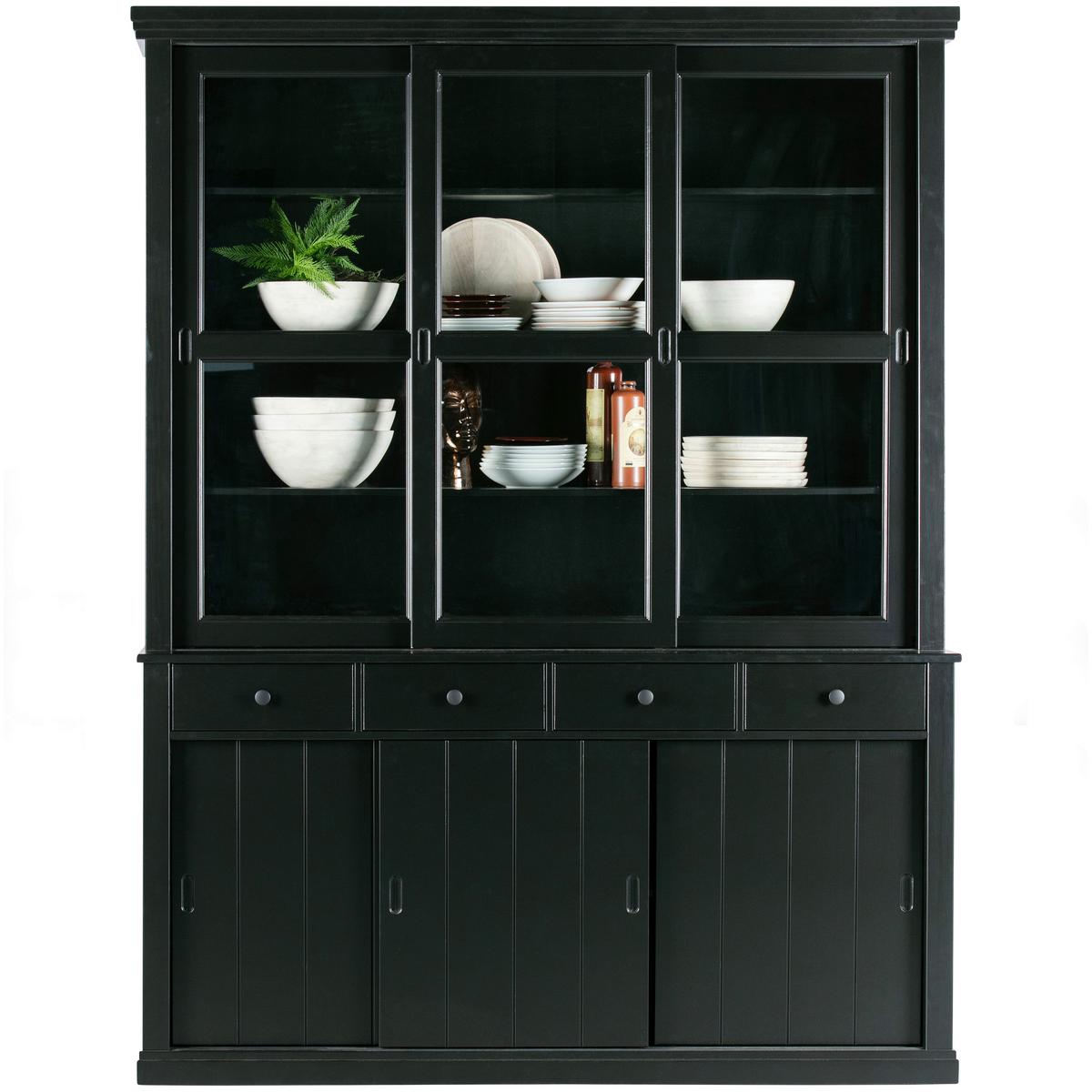 Vitrine Lagos Schwarz - Schwarz, Design, Glas/Holz (166/214/48cm) - Livetastic