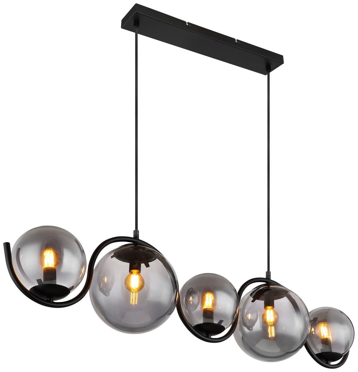 HÄNGELEUCHTE PORRY SCHWARZ B: 20CM 5-FLM. - Schwarz, Basics, Glas/Metall (100/20/120cm) - Globo