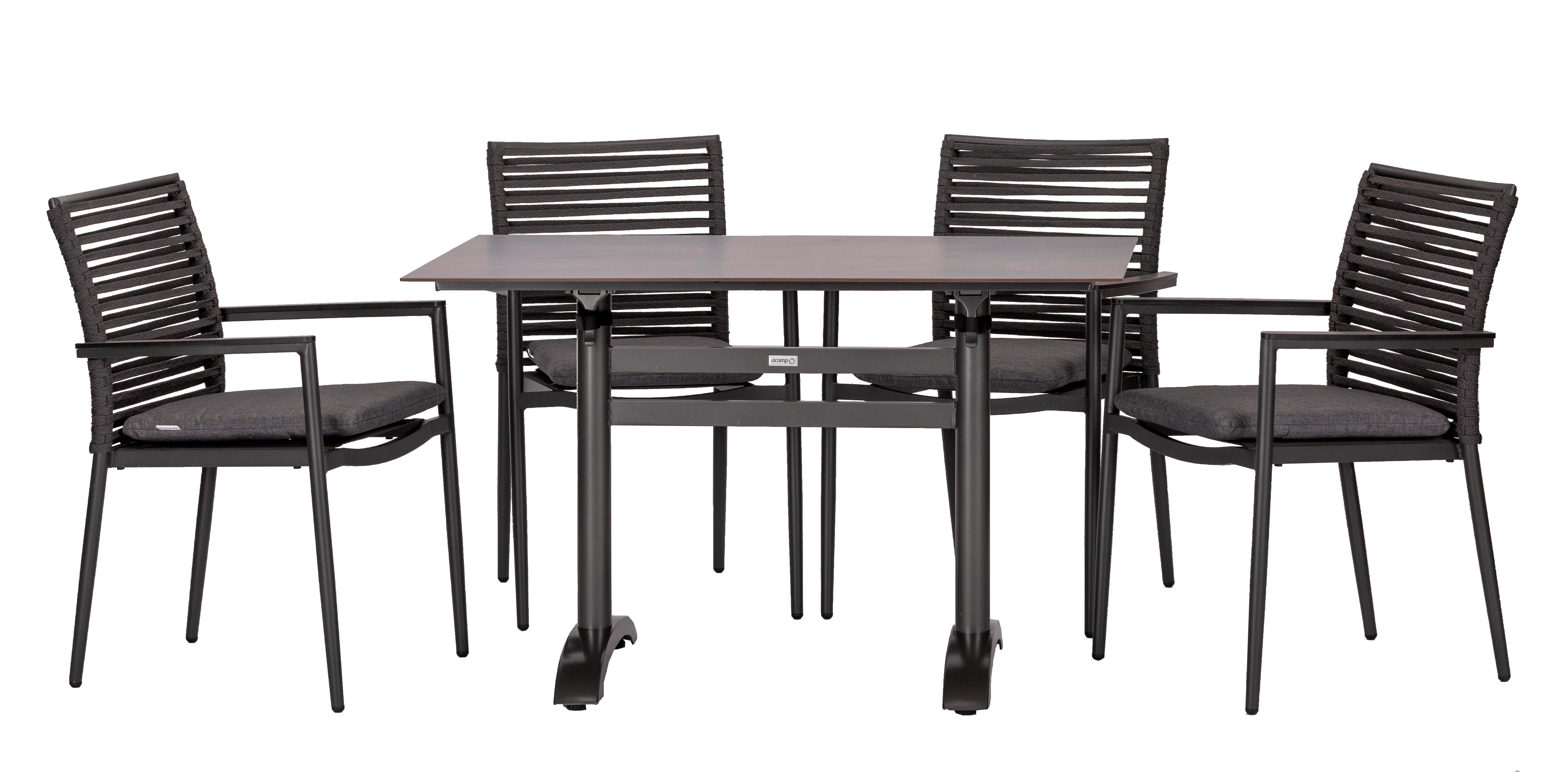 Vrtna Garnitura New Jersey, 5-Delni Set - temno siva/siva, Basics, kovina/umetna masa (120cm) - Gardenson