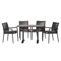 Gartengarnitur 5tlg New Jersey Metall/Textil - Dunkelgrau/Anthrazit, Basics, Holzwerkstoff/Kunststoff (120cm) - Gardenson