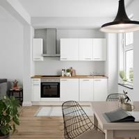 Küchenblock Touch Low m. Geräten Weiß - Edelstahlfarben/Eichefarben, MODERN, Holzwerkstoff/Metall (240cm) - Nobilia
