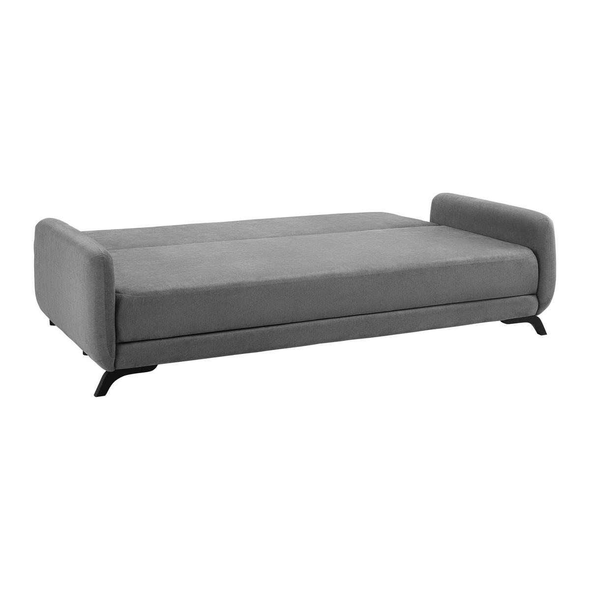 SOFA Z FUNKCJĄ SPANIA OLIVER - czarny/szary, Modern, drewno/tkanina (220/74/93cm) - Bessagi Home
