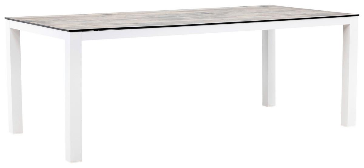 Gartentisch Llama ca. 205x100x75 cm Grau/Weiß - Weiß/Grau, KONVENTIONELL, Kunststoff/Metall (205/100/75cm) - Gardenson