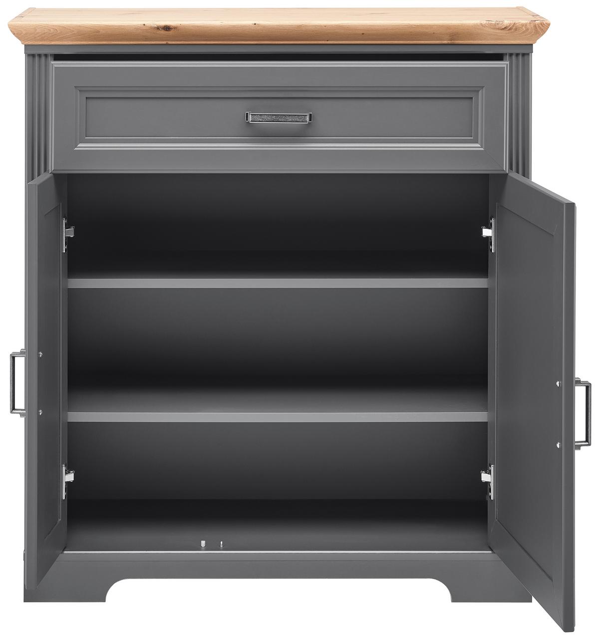 Cipősszekrény Szürke Jasmin - grafitszürke/tölgyfa színű, Romantik / Landhaus, faalapú anyag/fém (93/102/41cm) - Zandiara