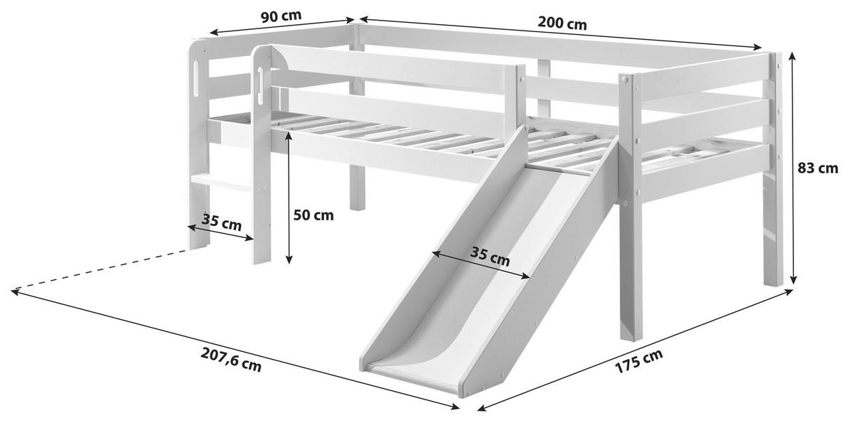 Spielbett "Pino", weiß - Weiß, MODERN, Holz/Holzwerkstoff (90/200cm) - MID.YOU