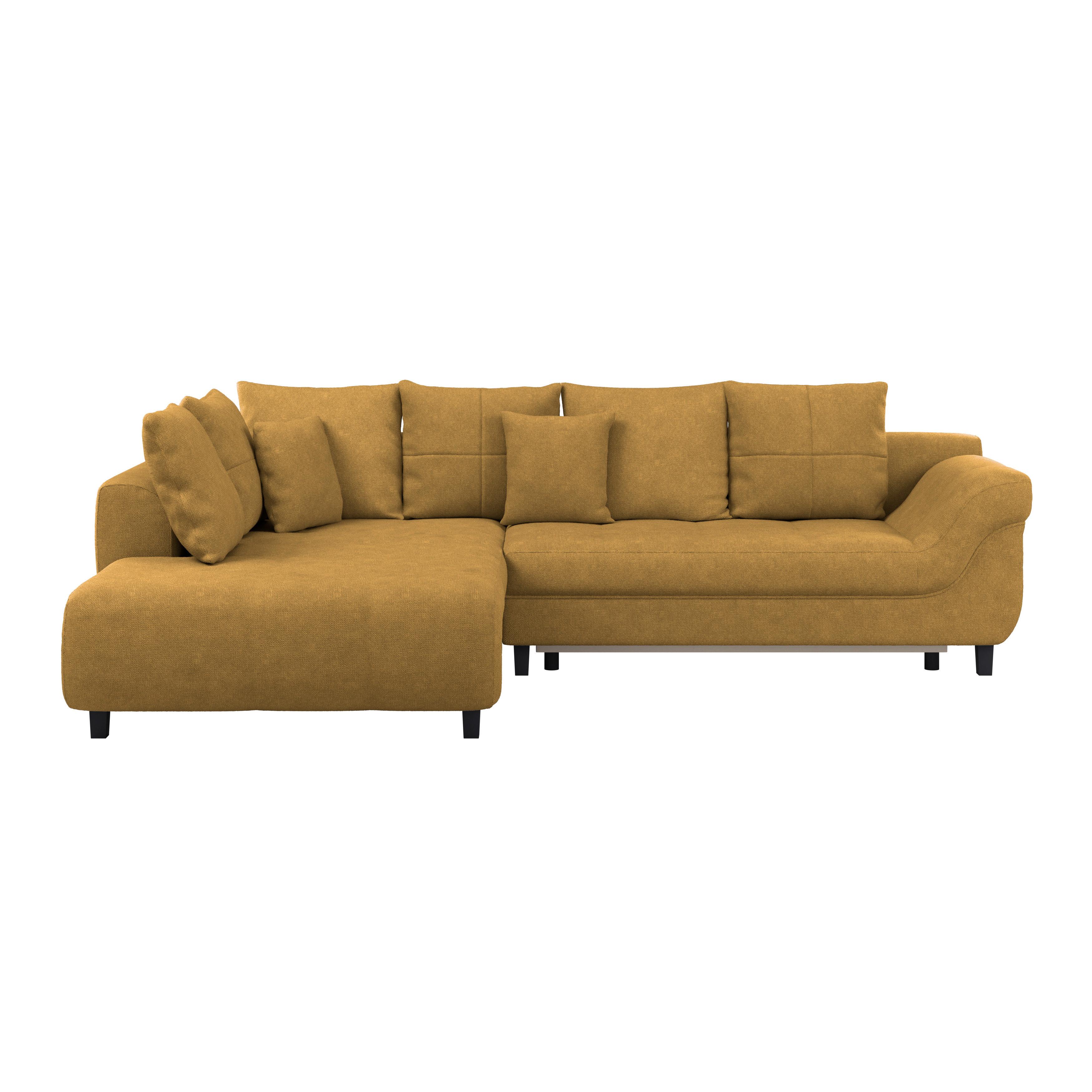 Kutna Garnitura Mendoza - boje senfa/crna, Design, tekstil/drvo (197/309cm) - Modern Living