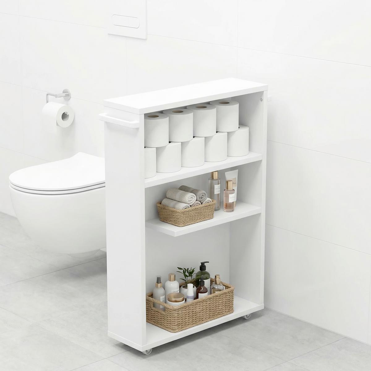 Midischrank Nilari - Weiss/Silberfarben, Trend, Holzwerkstoff/Kunststoff (20/61/45cm) - MID.YOU