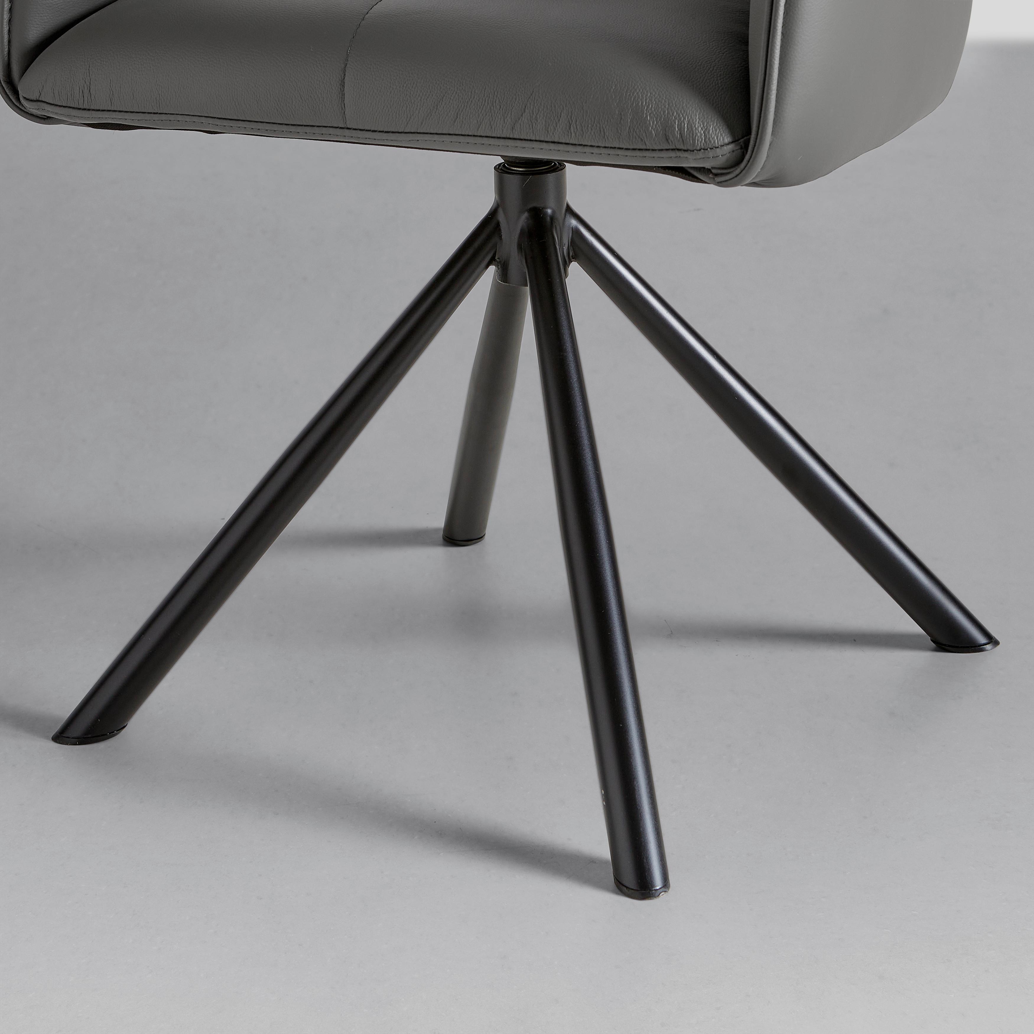 STOL MED ARMSTÖD VINCENT - grå/svart, Modern, metall/läder (58/87/63cm) - Premium Living