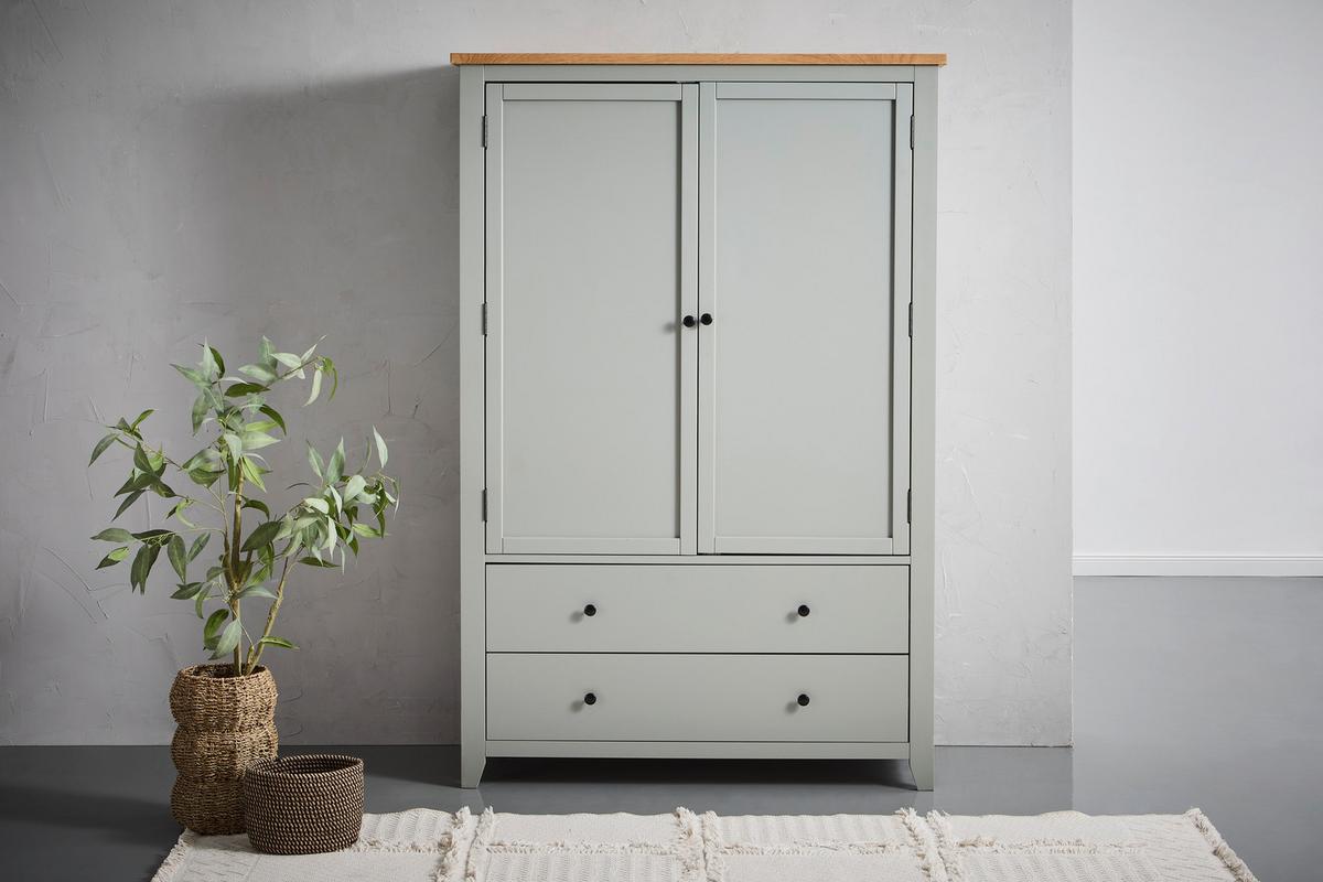 SZAFA DO PRZEDPOKOJU BETTI - kolor srebrny/kolor naturalny, Lifestyle, materiał drewnopochodny/metal (120/180/45cm) - MID.YOU