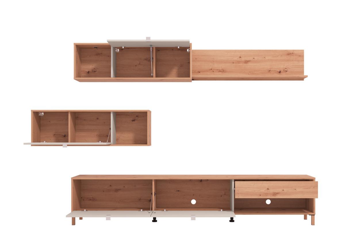 Wohnwand Norwich 1 Kaschmir/Eiche Artisan - Kaschmir/Eiche Artisan, MODERN, Holzwerkstoff/Metall (234/196/40cm) - P & B